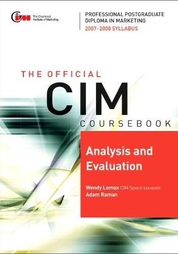Cim Coursebooks 2007/2008: Analysis And Evaluation