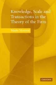 Knowledge, Scale And Transactions In The Theory Of The Firm